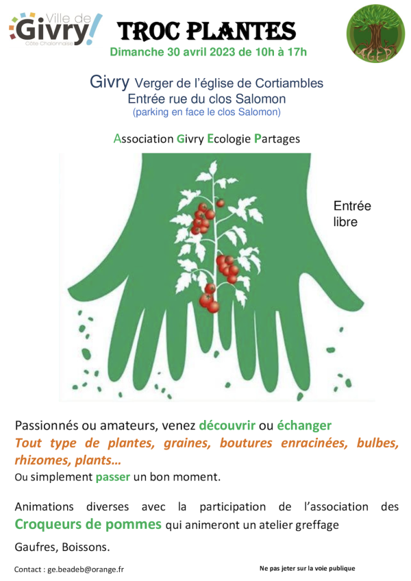 Le Troc Plantes vous donne rendez-vous à Givry le dimanche 30 avril 