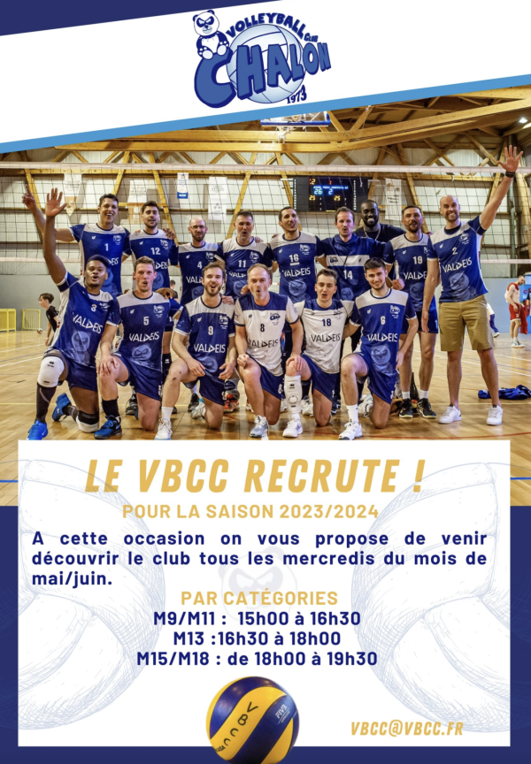 Le Volley-Ball Club Chalon recrute pour la saison prochaine dans ses catégories garçons