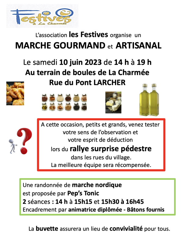 Marché gourmand et artisanal proposé par les Festives à La Charmée 