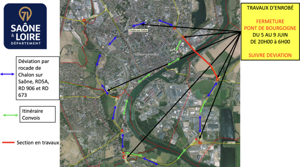 ATTENTION - Pont de Bourgogne fermé toute la semaine à Chalon la NUIT 