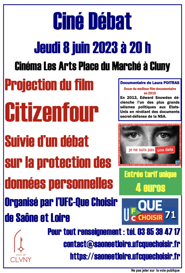 Ciné-débat organisé à Cluny sur la protection des données personnelles 
