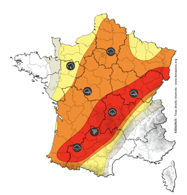 Des orages potentiellement violents en approche sur la Saône et Loire 