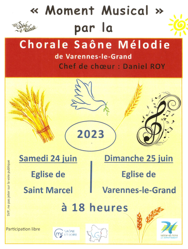 La Chorale Saône Mélodie vous donne rendez-vous à Saint-Marcel et Varennes le Grand 