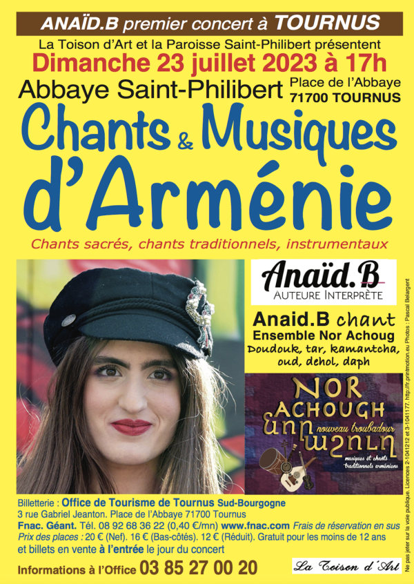 Chants et musique d'Arménie ce dimanche à Tournus 