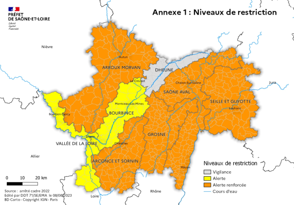 SECHERESSE - Le Préfet de Saône et Loire dresse un point d'étape avec une grande partie du territoire départemental en alerte renforcée 