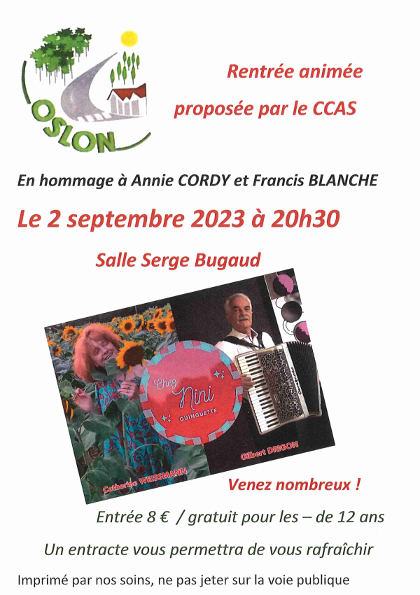 A Oslon, le CCAS propose un hommage à Annie Cordy et Francis Blanche 