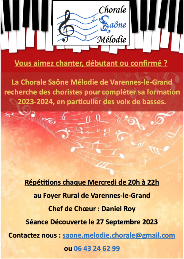 Chorale Saône Mélodie recherche des choristes 