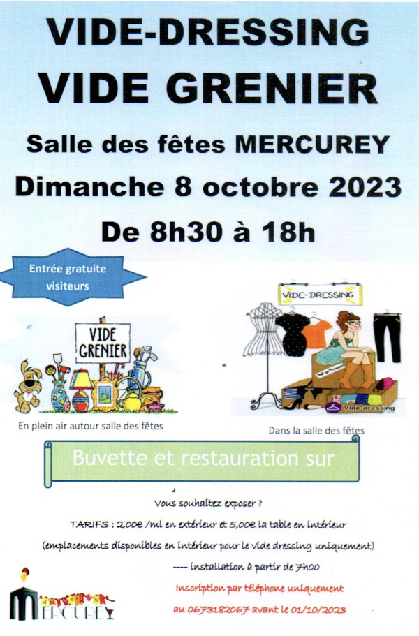 Vide-dressing et vide-greniers à Mercurey le 8 octobre 