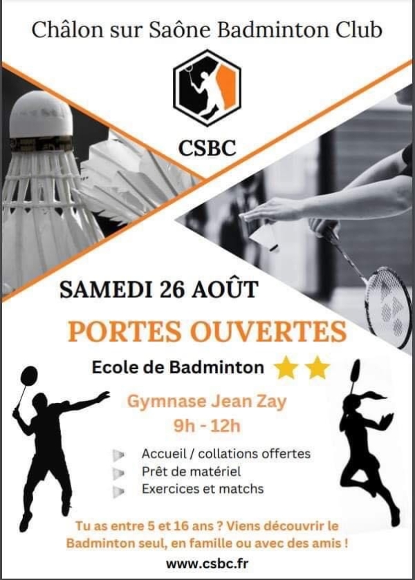 BADMINTON CHALON - Des portes-ouvertes organisées le 26 août en vue de la saison sportive