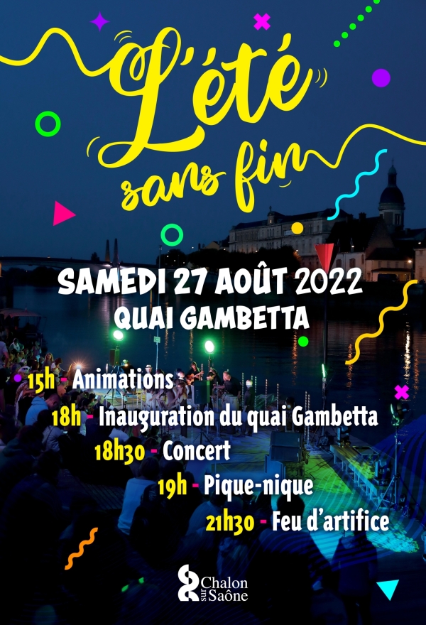 Feu d'artifice à Chalon le 27 août dans le cadre de l'inauguration du Quai Gambetta 