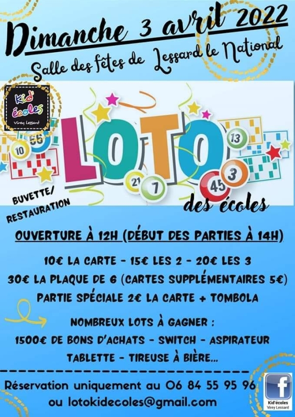 A noter sur vos agendas - Loto des écoles de Lessard le National