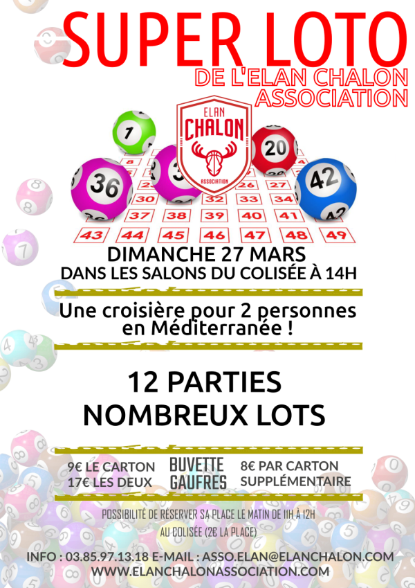 Le super-loto de l'Elan Chalon vous donne rendez-vous ce dimanche 