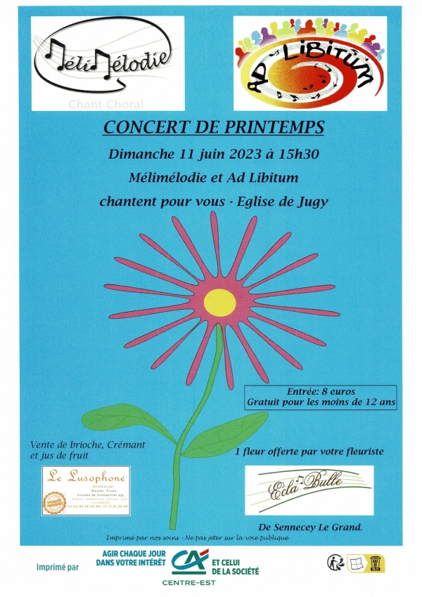 Concert de printemps ce dimanche en l'Eglise de Jugy 