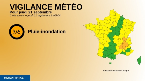 L'Ain rejoint les départements en vigilance orange pluie et  inondations 