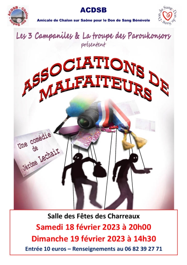 L'Amicale de Chalon sur Saône pour le don de sang bénévole propose une séance théâtrale ce week-end