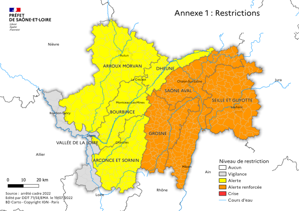 SECHERESSE - Le Préfet de Saône et Loire réactive les restrictions d'usage de l'eau 