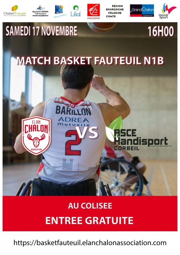 BASKET FAUTEUIL N1B : ÉLAN CHALON - CORBEIL : Match des mal classés