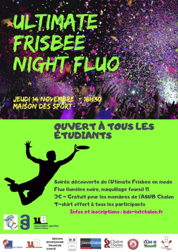 Jeudi 14 novembre : Première édition de l'Ultimate Frisbee Night Fluo