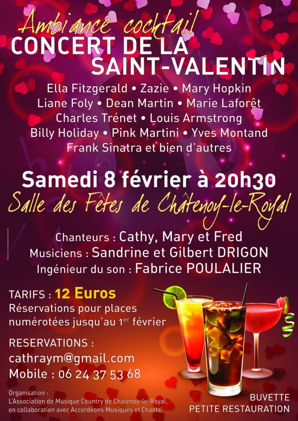 Samedi 8 février 2020 : Concert de la Saint Valentin à Châtenoy-le-Royal
