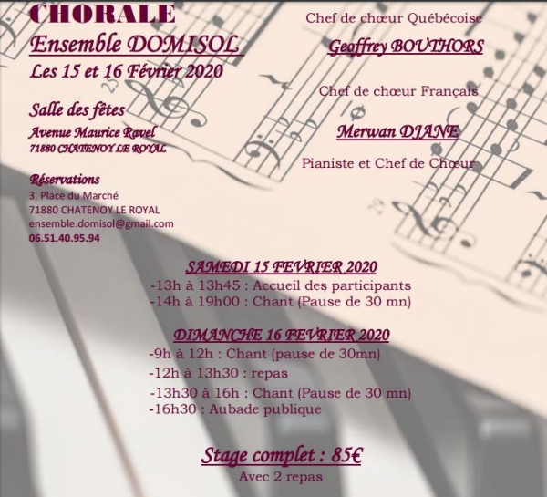 Stage de chant choral avec l’association Domisol de Châtenoy-le-Royal