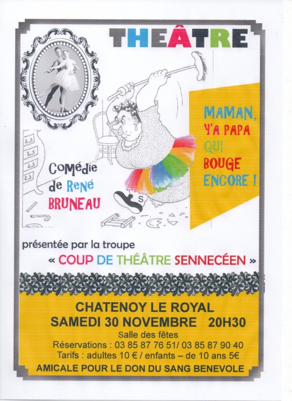 Théâtre : «  Maman y’a papa qui bouge encore », le 30 novembre 2019