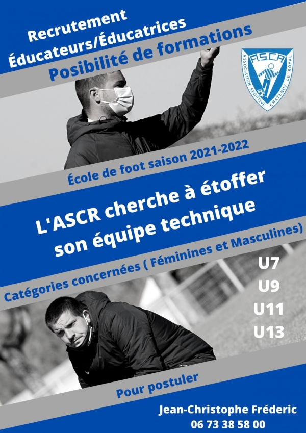 L’A S Châtenoy-le-Royal recrute des éducateurs / éducatrices pour la saison 2021/2022