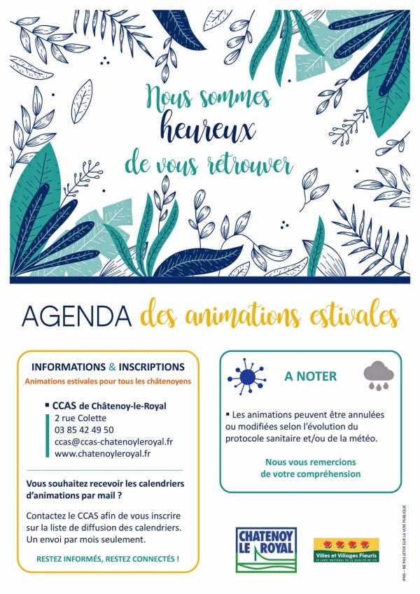 ̏Heureux de vous retrouver˝ l’agenda des activités estivales du CCAS de Châtenoy-le-Royal