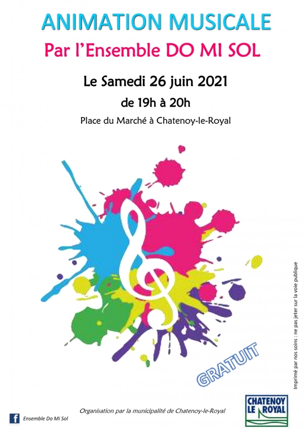 Châtenoy le Royal continue dans les aubades avec l’ensemble DO MI SOL samedi 26 juin place du marché.