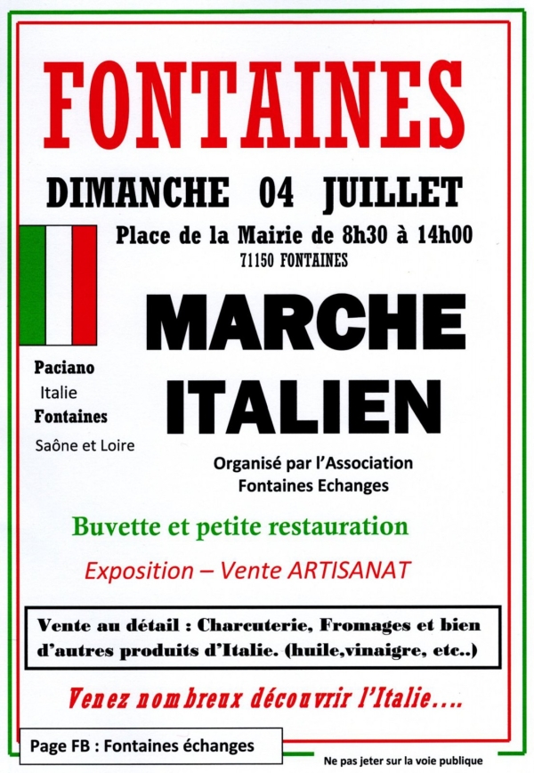 Fontaines Echanges prépare son marché italien et la semaine aux couleurs de l’Italie sans la délégation italienne de Paciano.