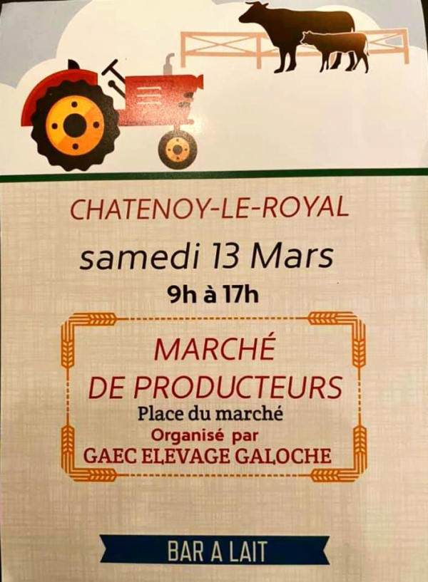 Le samedi 13 Mars 2021 à Châtenoy le Royal, le marché des producteurs locaux aura bien lieu.