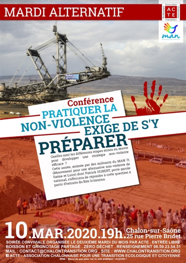 Un Mardi alternatif sur la non-violence à la Salle municipale de Saint-Jean des Vignes