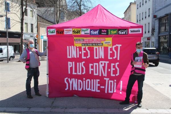 Élections dans les TPE : L'Union Syndicale Solidaires 71 en campagne sur la Place de Beaune