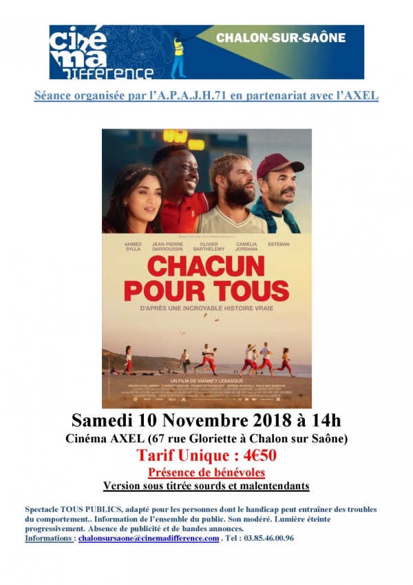 "Chacun pour tous" - Séance Ciné-ma différence à Chalon