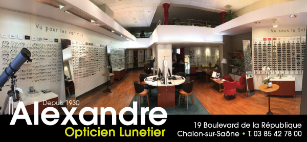 Votre opticien chalonnais vous accueille dans ses deux enseignes : "Alexandre Opticiens" et "À première Vue"