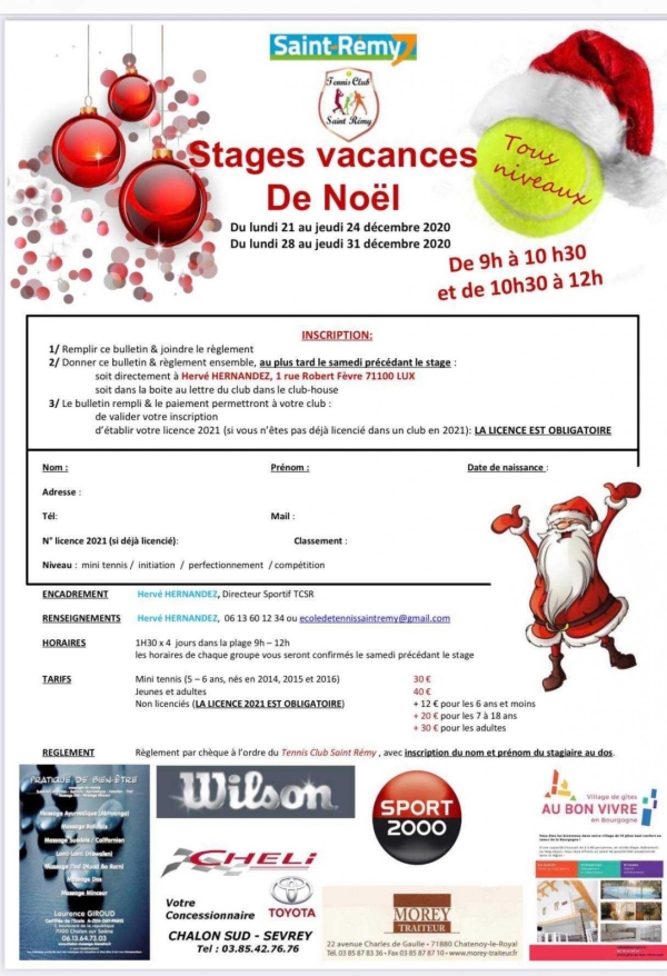 Des stages de tennis pour les vacances de Noël ? Voyez du côté de Saint-Rémy... 