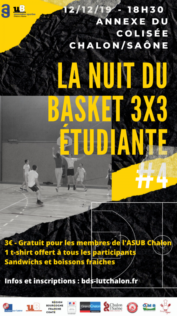 Jeudi 12 décembre à l'annexe du Colisée : 4e édition de la Nuit du basket 3x3 étudiante
