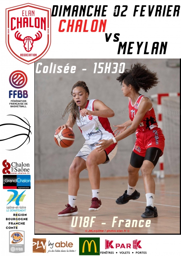 Dimanche 2 février à 15h30 au Colisée : ÉLAN CHALON - MEYLAN