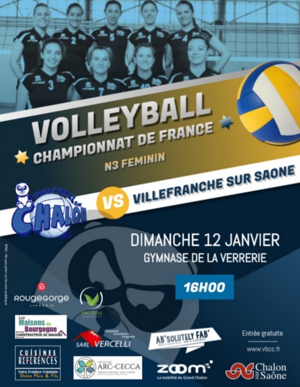 Dimanche 12 Janvier à 16h : Les féminines du VBCC reçoivent le leader!