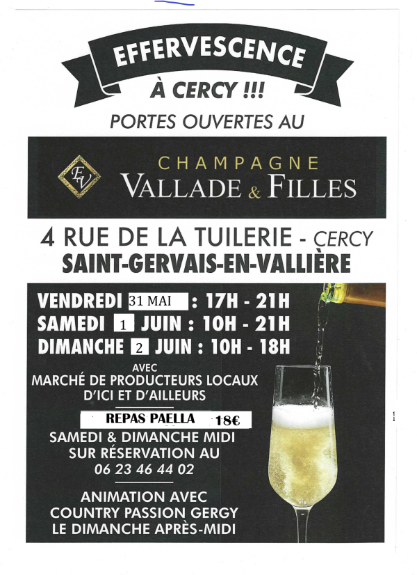 CERCY : A l'occasion de leurs portes ouvertes, venez déguster les champagnes Vallade & Filles   
