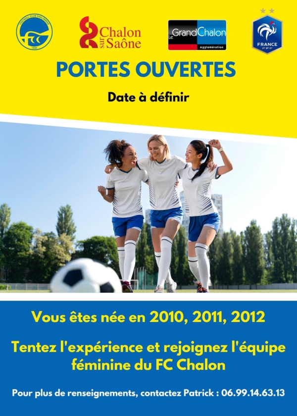 du 28 au 30 août venez participer à la journée détection pour intégrer l'équipe féminine du FC Chalon