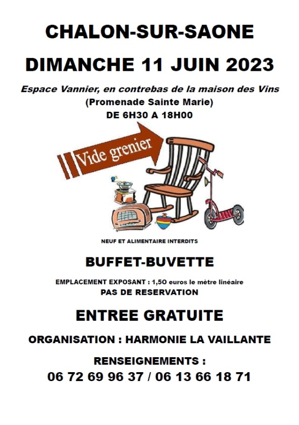 Vide Grenier dimanche 11 juin à l'Espace Vannier organisé par la Vaillante