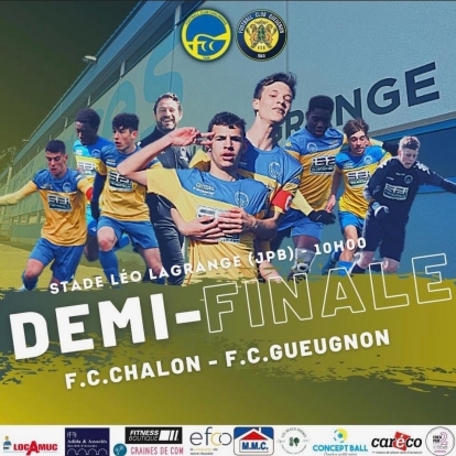 Dimanche 24/04 à 10 heures sur le terrain synthétique du Stade Léo Lagrange, venez encourager les jeunes footballeurs chalonnais 