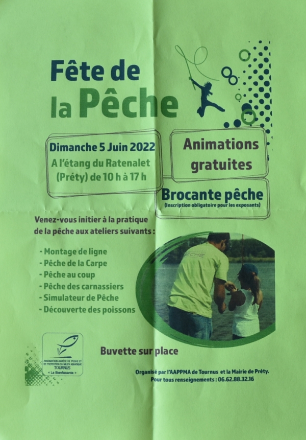 Participez à la fête de la pêche dimanche 5 juin à l'étang du Ratenalet (Préty) 