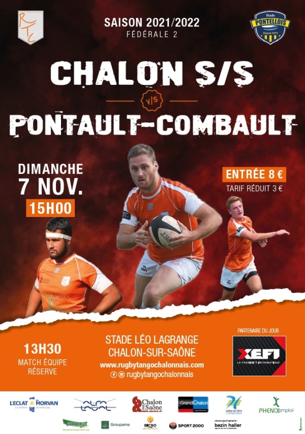 Fédérale 2 - poule 2 : RTC (Rugby Tango Chalonnais) – Pontault-Combault, venez encourager  les rugbymans chalonnais    