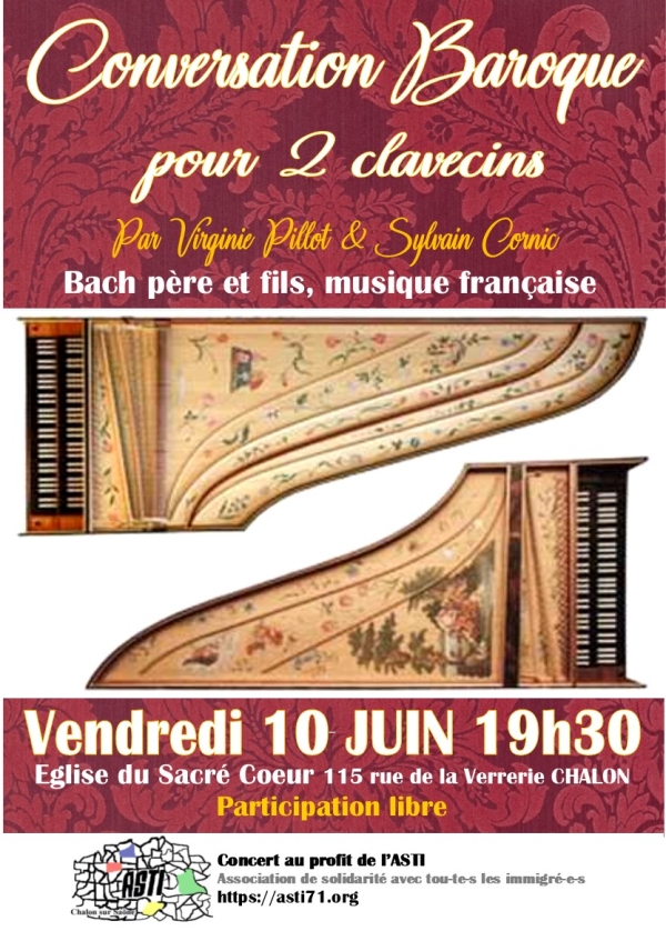 Vendredi 10 juin, concert de clavecins en l’église du Sacré Coeur