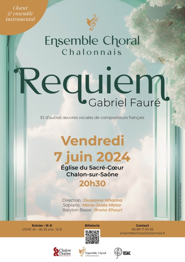 Samedi 7 juin : Concert de l'ECC avec le Requiem de Faure en l'église du Sacré-Coeur