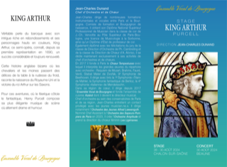 Inscriptions pour le stage « King Arthur » organisé par l’Ensemble Vocal de Bourgogne.