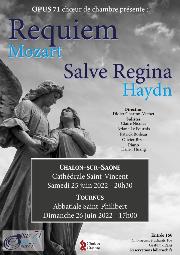 « Requiem de Mozart » et « Salve Regina de Haydn » au programme des deux concerts d’Opus 71 ce week-end.