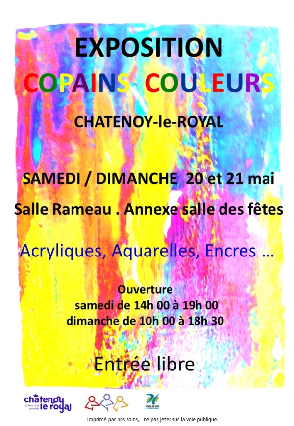 20 et 21mai 2023, Exposition « Copains Couleurs », découvrir l'Art pictural à Chatenoy le Royal