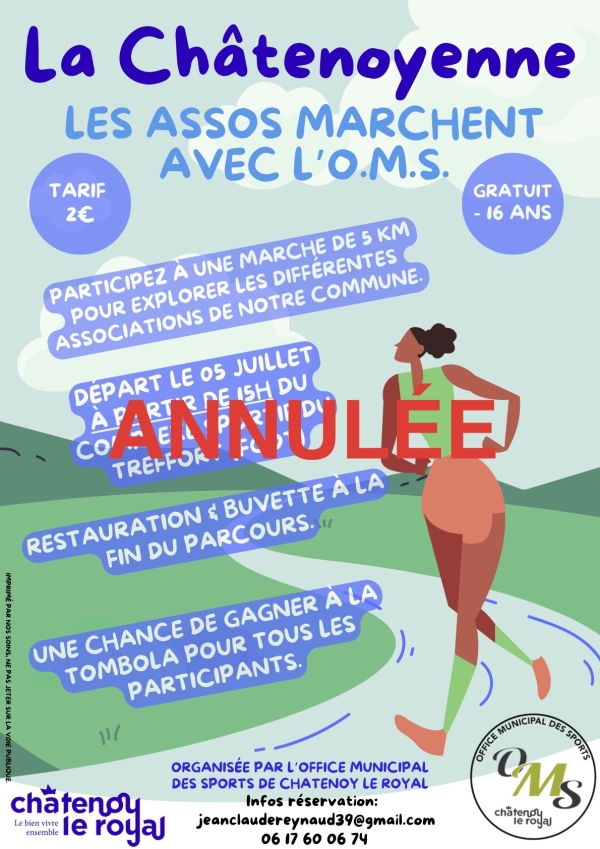« La Châtenoyenne » annulée pour ce samedi 5 juillet 2025 pour cause de fortes chaleurs prévues.
